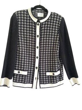 Stizzoli Black & silver gray Wool Blend Button-Up knit jacket Made In Italy